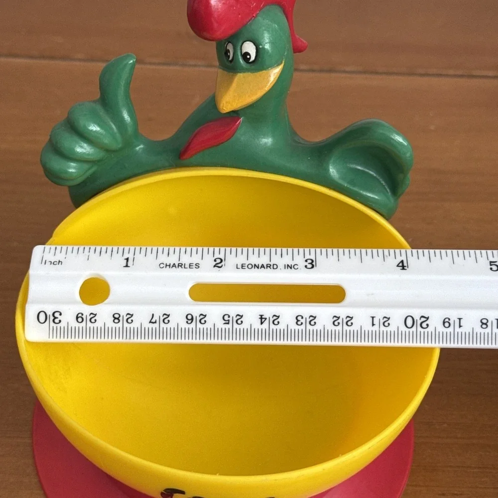 Vintage Cornelius Rooster Corn Flakes Suction Bowl Green Red Yellow
